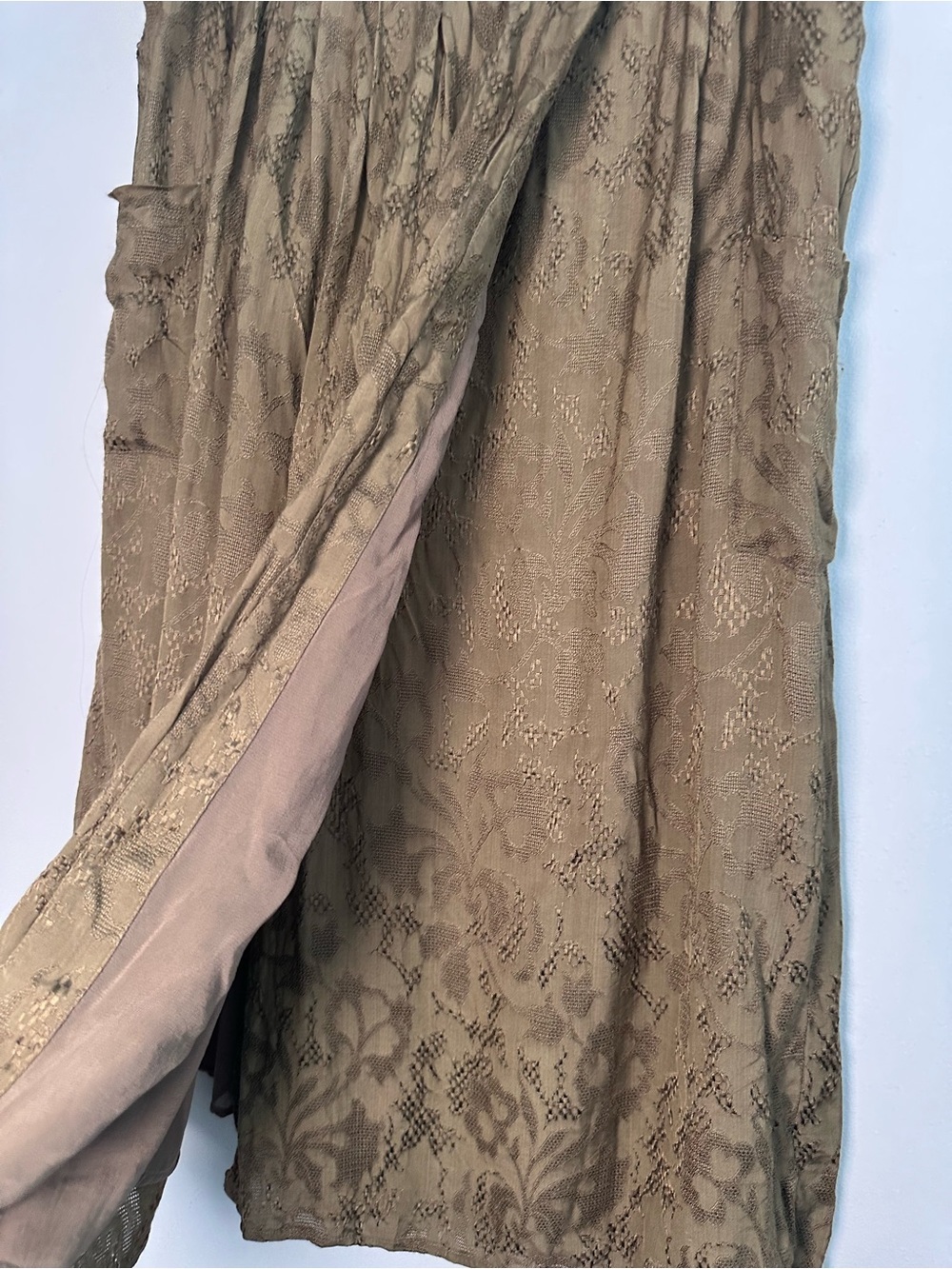 Massimo Dutti Embroidered Jacquard Wrap Midi Skirt M Boho Lagenlook Pockets - Picture 3 of 10